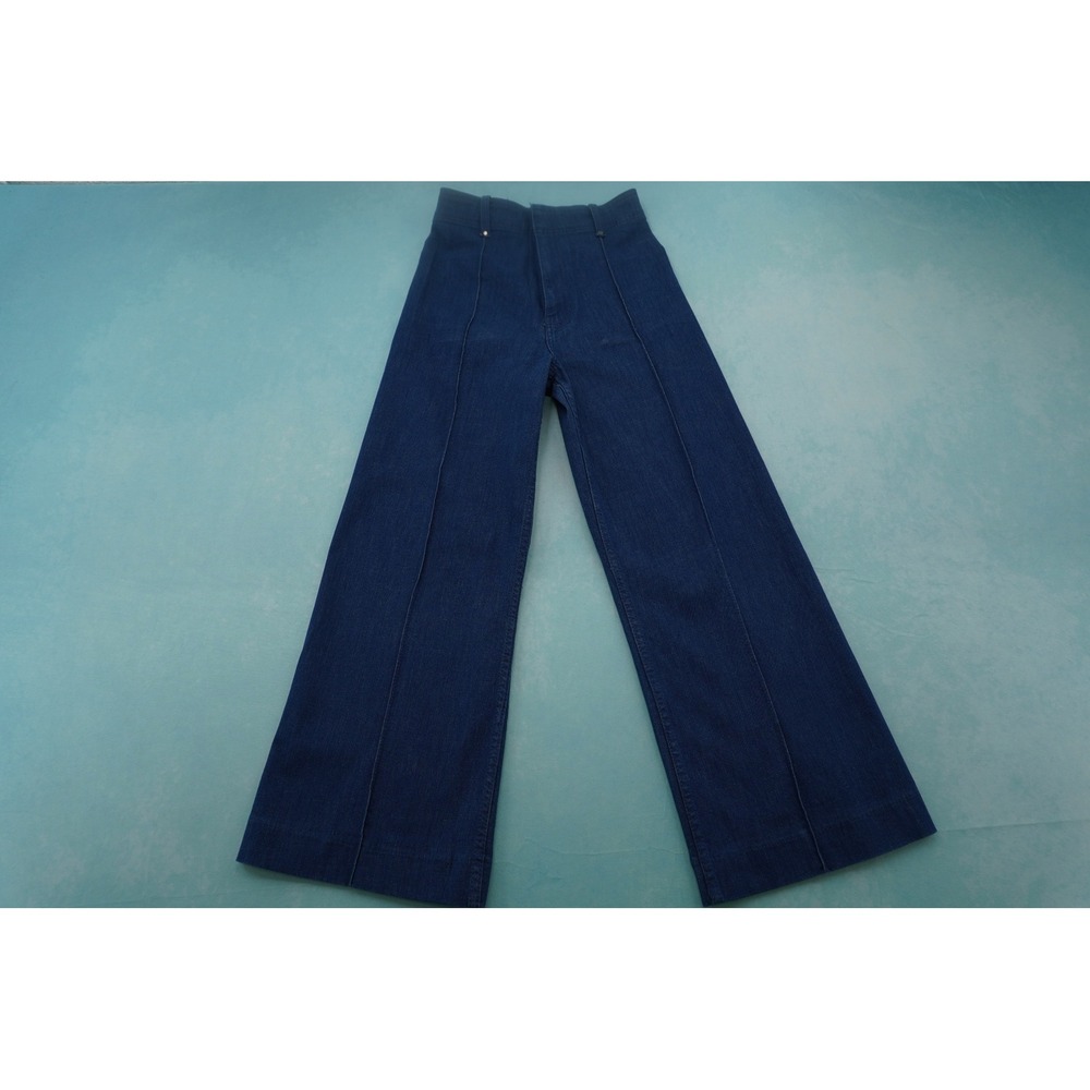Zara Womens High Rise Wide Leg Jeans Size 4 Dark Wash Blue Seam Front Denim